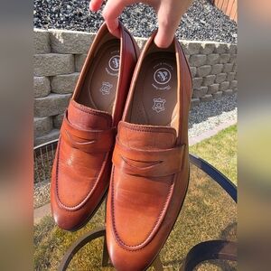 Thomas & Vine Mens Genuine Leather Brown Loafers Size 12 Comfort Foam